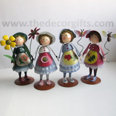 ตุ๊กตาสังกะสี แม่บ้านในสวน (4 ตัว) ขนาดกลาง