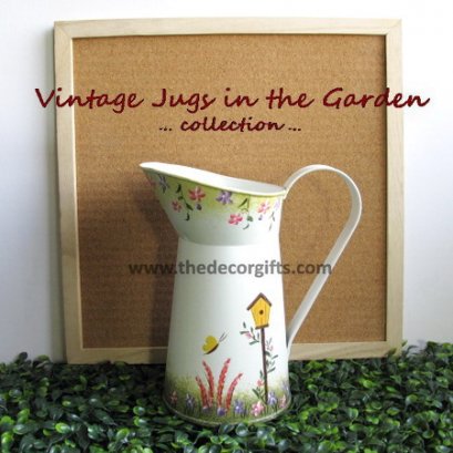 เหยือกสังกะสีกลมสูง เพ้นท์ลายสไตล์วินเทจ