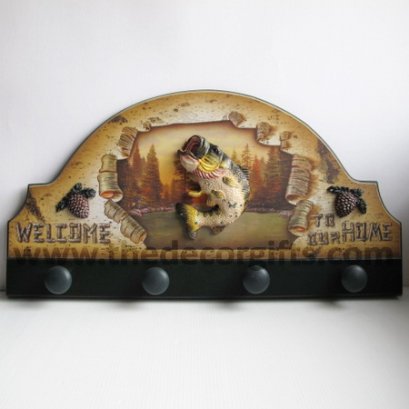 ขอแขวนไม้ครึ่งวงกลม ปลากระโดด แนวทะเล