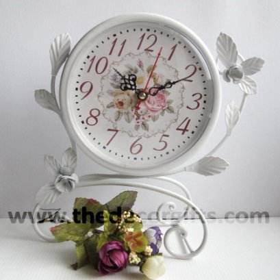 นาฬิกาโลหะตั้งโต๊ะ ทรงกลมฐาน 3ขา สไตล์วินเทจ