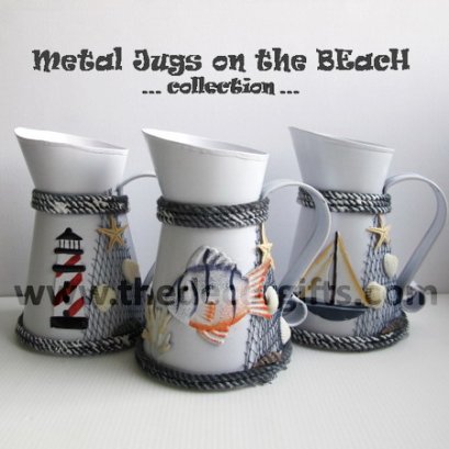 เหยือกสังกะสี ปากกลมบาน (เล็ก) 3 ชิ้น แนวทะเล