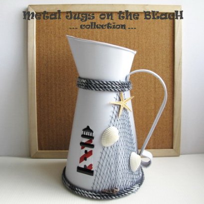 เหยือกสังกะสี ปากกลมบาน (ใหญ่) ลายประภาคาร แนวทะเล