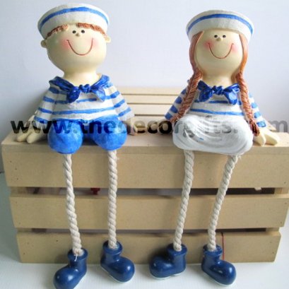 ตุ๊กตาเรซิ่น กะลาสีเด็กอ้วนนั่งห้อยขา แนวทะเล (2 ตัว) Size L