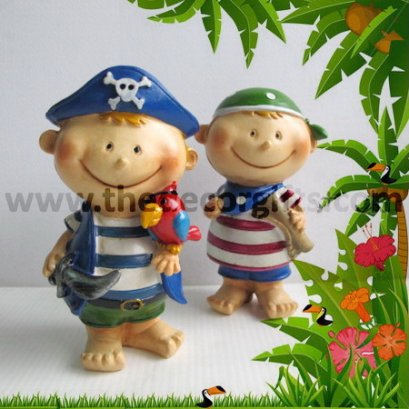 ตุ๊กตาเรซิ่น โจรสลัดเด็ก Pirate Kids แนวทะเล Size M (2 ตัว)
