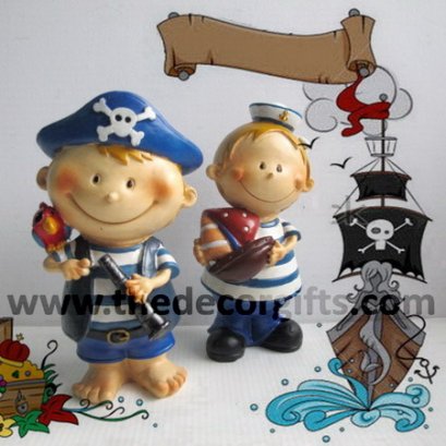 ตุ๊กตาเรซิ่นโจรสลัดเด็ก Pirate Kids แนวทะเล Size L (2 ตัว)