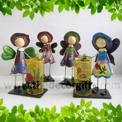 ตุ๊กตาสังกะสี นางฟ้าตะกร้าเหลือง (4 ตัว) ขนาดกลาง