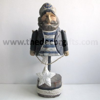 กัปตันบนตอไม้ งานไม้แกะสลัก แนวทะเลวินเทจ