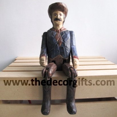 ตุ๊กตาห้อยขา Cowboy งานไม้แกะสลัก แนวคันทรี่ส์วินเทจ (Size L)