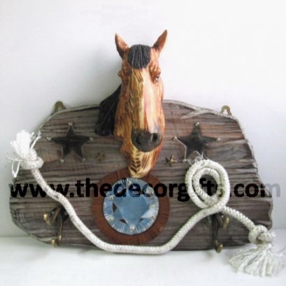 ขอแขวนติดผนัง หัวม้างานไม้แกะสลัก สไตล์คันทรี่ส์คาวบอย
