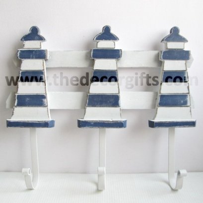 ขอแขวน ประภาคารไม้ริ้วขาวน้ำเงิน (3-in-1) แนวทะเล