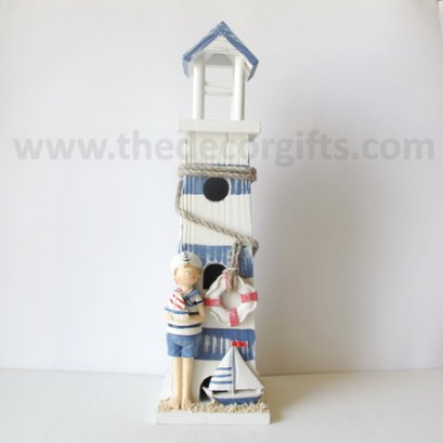 ประภาคารไม้ฐานเหลี่ยม หลังคา เด็กชาย แนวทะเล (Size L)