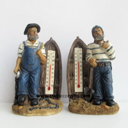 ตุ๊กตาเรซิ่นกะลาสีเรือ เทอร์โมมิเตอร์ แนวทะเล (2 ตัว)