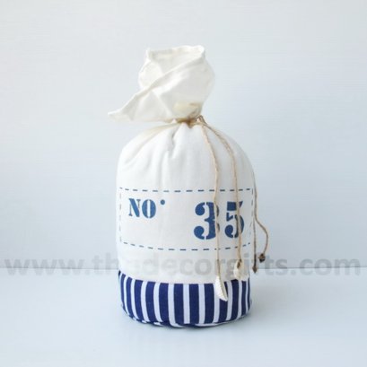 ถุงทรายกั้นประตูน้ำเงินขาวแนวทะเลลาย No.35