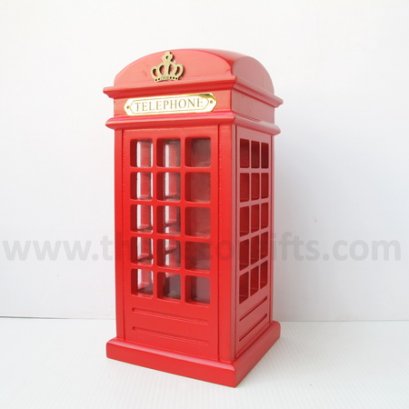 กระปุกออมสิน ตู้โทรศัพท์แดง (ทรงสูง) งานไม้อย่างดี