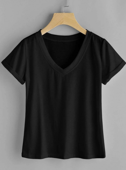 เสื้อยืด V คอ แบบเรียบง่าย