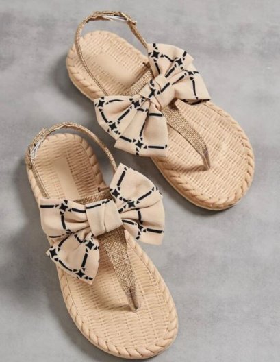รองเท้าแตะ Thong ประดับโบว์ Slingback