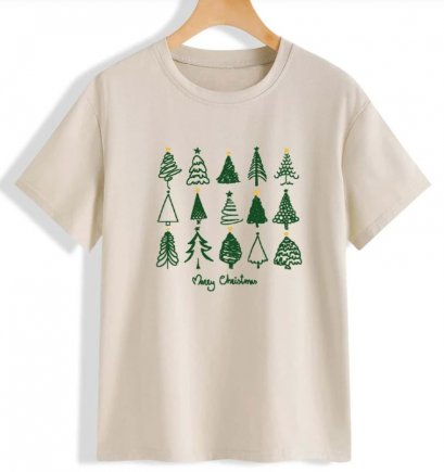 เสื้อยืด คริสต์มาส และ ภาพพิมพ์รูปพืช