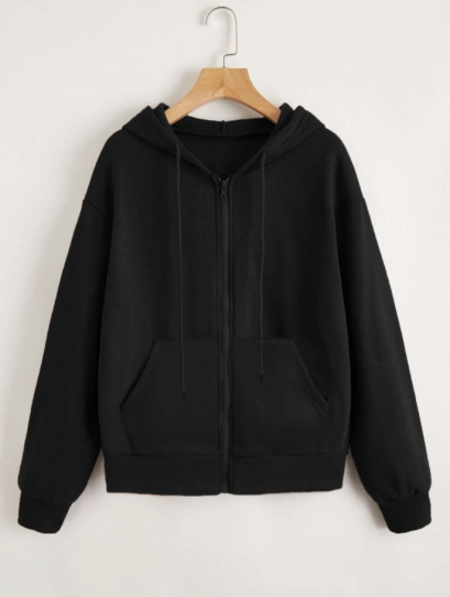 ฮู้ดดี้ ปิดซิป ไหล่ตก สายรัด