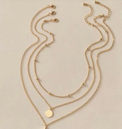 3pcs Bar &amp; Disc Charm Necklace