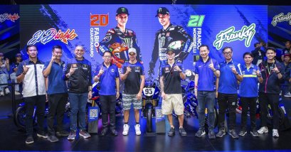 ยามาฮ่าจัดมีทแอนด์กรี๊ดกระทบไหล่ 2 นักแข่งชั้นนำของโลก ฟาบิโอ กวาร์ตาราโร และฟรังโก มอร์บิเดลลี อย่างใกล้ชิด