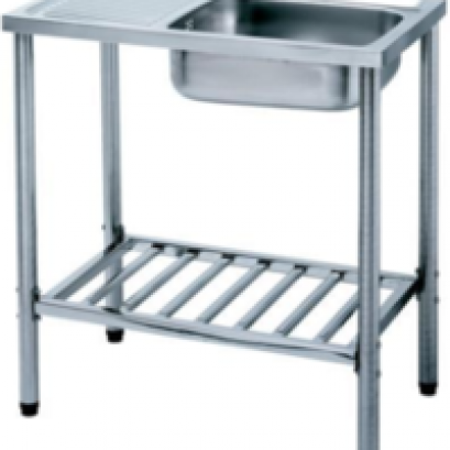 อ่างซิงค์สเตนเลส 1 หลุม พร้อมขาตั้ง สะดือ B PREMA PM816SDBW