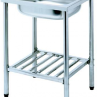 อ่างซิงค์สเตนเลส 1 หลุม พร้อมขาตั้ง สะดือ B PREMA PM812SBW