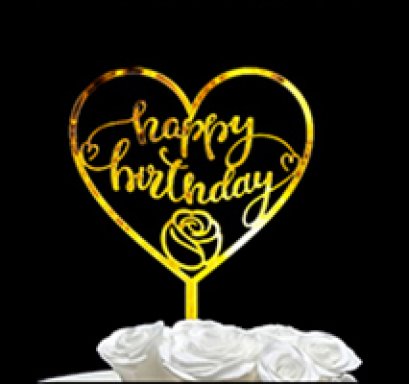 ป้าย HBD  acrylic หัวใจ (10ชิ้น)