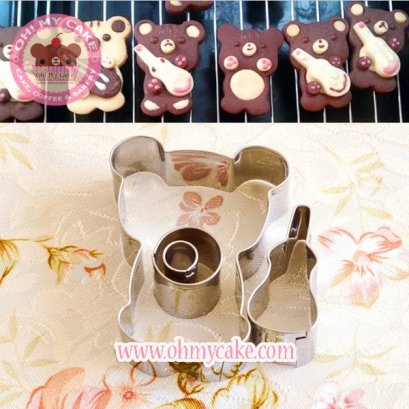 ตัวตัดสแตนเลสรูปหมีถือกีตาร์