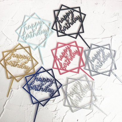 ป้าย HBD เหลี่ยมซ้อนเขียน (10ชิ้น)