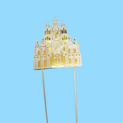 ป้ายHBDกระดาษปราสาทขาว-ทอง