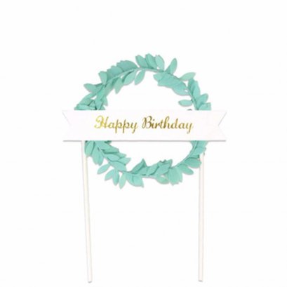 ป้ายกระดาษHBDใบมะกอกสีเขียวพาสเทล (1 แพค 5 ชิ้น)