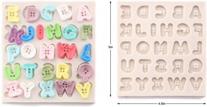 ซิลิโคนโมลอักษรภาษาอังกฤษ A-Z ลายกระดุม