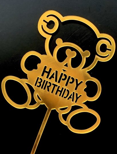 ป้าย HBD  acrylic  หมี (10ชิ้น)