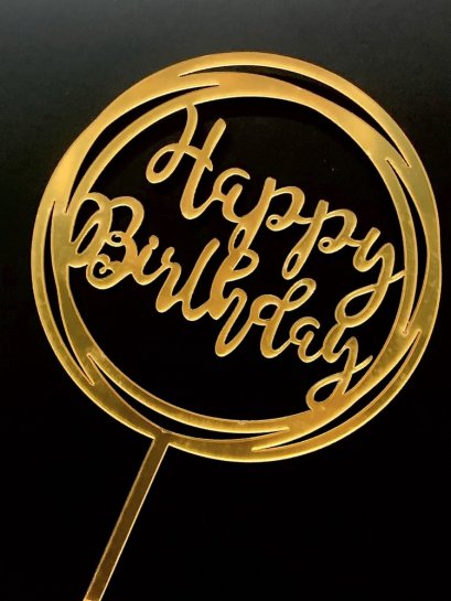 ป้ายHBDอะคริลิควงกลมซ้อนหนา (แพ็ค 10 ชิ้น)