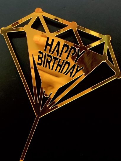 ป้าย HBD  acrylic เพชร (10ชิ้น)