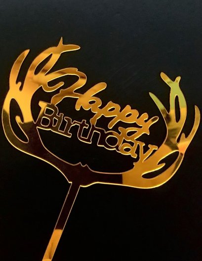 ป้ายHBDอะคริลิคเขากวาง (แพ็ค 10 ชิ้น)