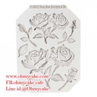 ซิลิโคนโมลดอกกุหลาบพร้อมก้านและใบ