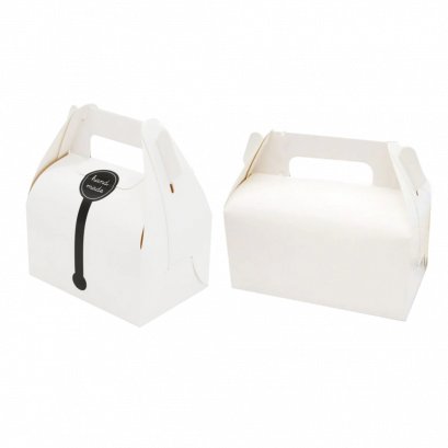 กล่องเค้กสีขาวมีหูหิ้ว (แพ็คละ 50 ใบ)