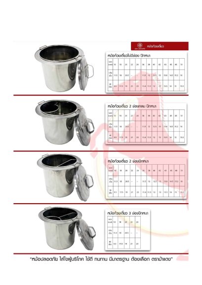 หม้อเกี๋ยวเตี๋ยวสแตนเลสแบบมีปีก 2 ช่อง 3 ช่อง