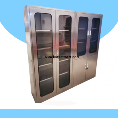 ตู้สแตนเลส 5 ชั้นประตูกระจกบานเปิดปิด