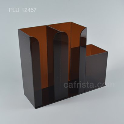 กล่องใส่แก้วอะคริลิค 2 ช่องครึ่ง สีชา