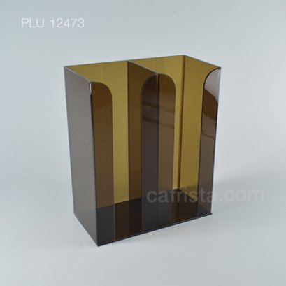 กล่องใส่แก้วอะคริลิค 2 ช่อง สีชา