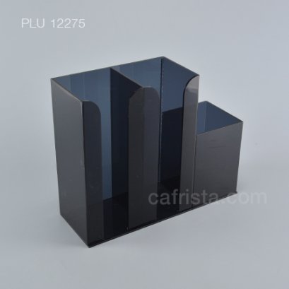 กล่องใส่แก้วอะคริลิค 2 ช่องครึ่ง สีดำใส