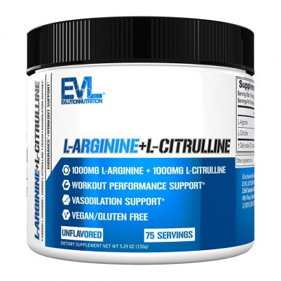 Evlution Nutrition L-Arginine + L-Citrulline Powder Pre-Workout 150 g (75 Serving)