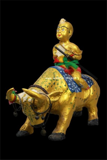 กุมารทองขี่วัวธนูหลวงปู่แย้ม วัดสามง่าม รุ่นปี 2554 มีความสูงประมาณ 12นิ้ว ยาวประมาณ 14นิ้ว