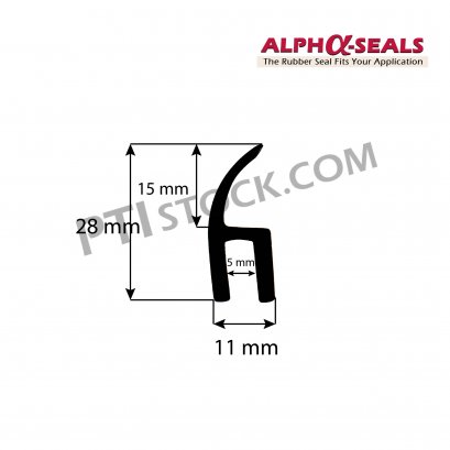 EPDM rubber seal, H-Section 11x28 mm