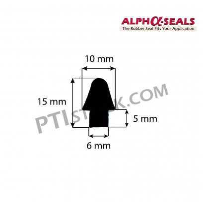 ซีลยางสูญญากาศ หน้าตัดรูปดอกเห็ด ขนาด 15x10x6 mm