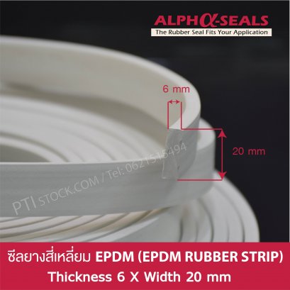 ซีลยางสี่เหลี่ยม EPDM สีขาว 6x20 mm