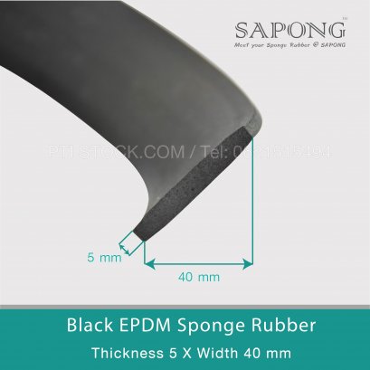 Black EPDM Sponge Rubber 5x40 mm