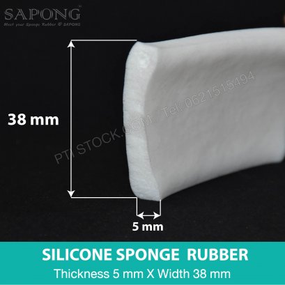 White Silicone Sponge Square Cord 5x38 mm